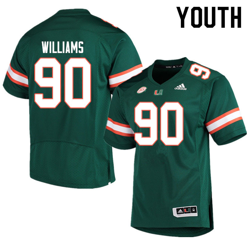 Youth #90 Quentin Williams Miami Hurricanes College Football Jerseys Sale-Green